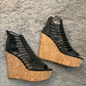 Sexy Casual Leather/Wine Cork Wedges Size 8